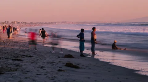 Time-lapse people on the beach Stock Footage 68026653