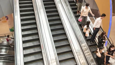 Time Lapse Of People On An Escalator Stock Footage 145113486