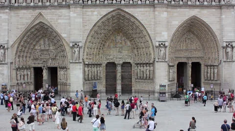 Time lapse of people in front of notre dame cathedral, Paris Stock Footage 26206982