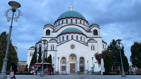 Time lapse of people in front of St. Sava church in Belgrade, Serbia Stock Footage 143281657