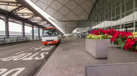 Time Lapse of people getting off public transportation at the Airport Video stock 20432229