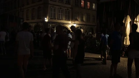 Time-lapse of people going out in Strasbourg at night in summer. Stock Footage 127623930