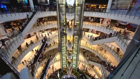 Time lapse people inside a modern building pedestrian. Stock-Footage 95941630