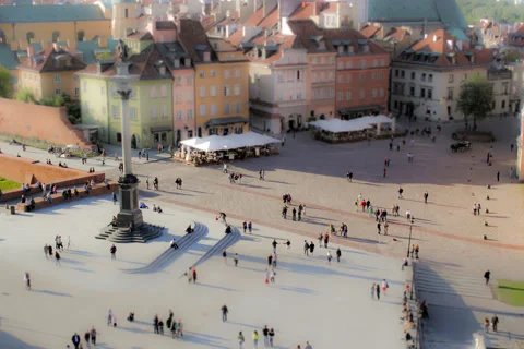 Time lapse, people move quickly around the town square. Stock Footage 87340809