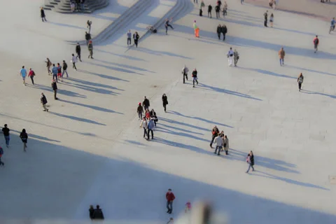 Time lapse, people move quickly around the town square. Stock Footage 87342548