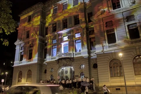 Time lapse from People in Praça da Liberdade and it's Christmas decoration in Be Stock Footage 167293656