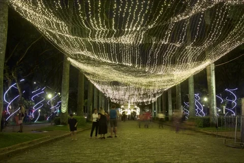 Time lapse from People in Praça da Liberdade and it's Christmas decoration in Be Stock-Footage 167293684