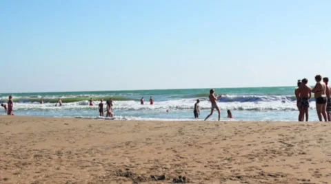 Time lapse of people on the seaside Stock Footage 41421443