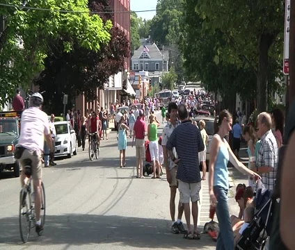 Time Lapse People On Small Town Street Stock Footage 1089129