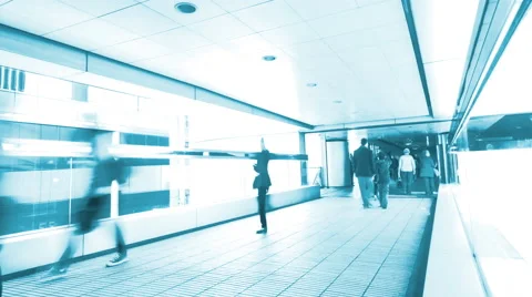 Time lapse people speed motion in crowded tunnel at Hong Kong city Stock Footage 46049728