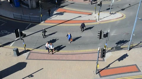 Time lapse people using pedestrian crossing leeds united kingdom Stock Footage 50685683
