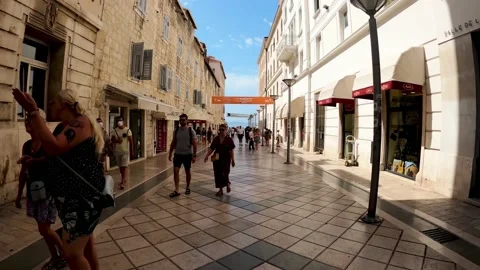 Time lapse of people walking along the street in Split Stock Footage 201885324