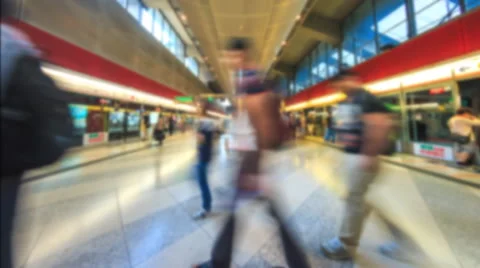 Time Lapse People Walking In And Out The MTR Train Station Of Hong Kong (Blur) Stock Footage 64314713