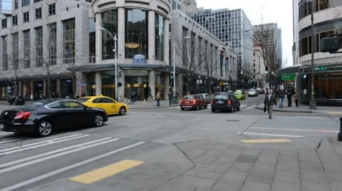 Time-lapse of people walking in downtown Seattle Video stock 44877514