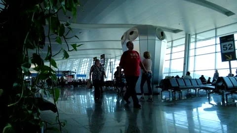Time-lapse of people walking in of Egypt hurghada airport transit terminal Video stock 237430637