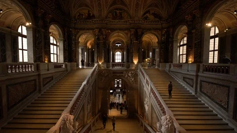 Time-lapse of people walking inside Kunsthistorisches Museum Wien Stock Footage 116601252
