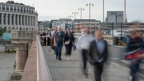 Time lapse of people walking over Blackfriar's Bridge, London, UK Stock Footage 199208660