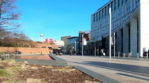 Time Lapse of People Walking Through Thomas Steers Way in Liverpool Stock Footage 120633095