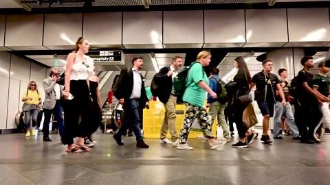 Time lapse of people walking in the train station. Stock Footage 252973251