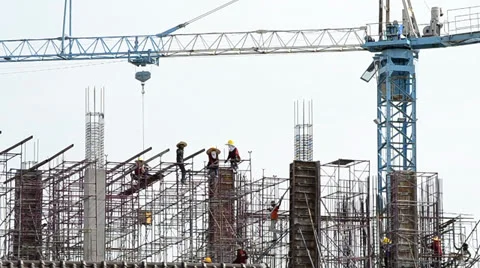 Time lapse people working in construction site Stock Footage 22823928