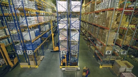Time Lapse. People working in warehouse Vídeo Stock 76444630