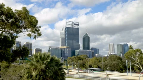 Time lapse of Perth city CBD during the day, clouds moving. Tourism Australia 스톡 동영상 138785390