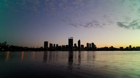 Time Lapse of Perth City at Dawn 2014 Stock Footage 44492017