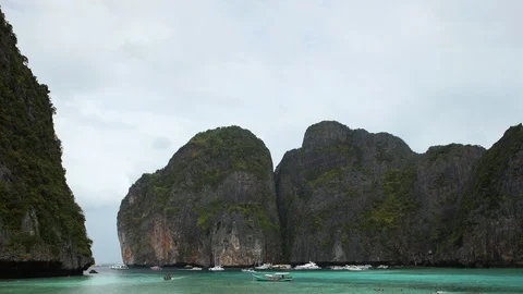Time Lapse of Phi Phi Island People Walk on Maya Bay Beach Iconic Thai Travel Video stock 106447126