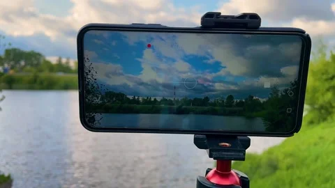Time-lapse phone that captures the time-lapse Stock Footage 155299426