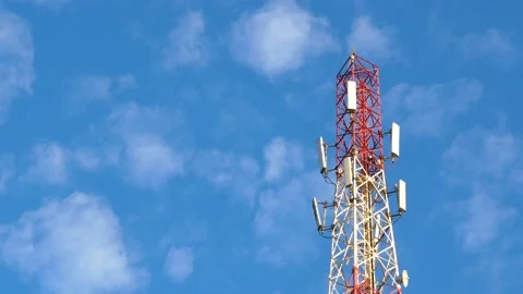 Time-lapse photography, the base station on the communication tower , 5G Stock Footage