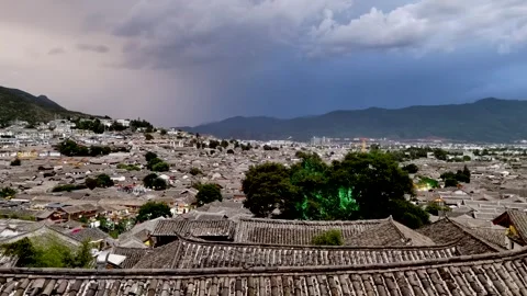 Time lapse Photography of Changing Weather in Thunderstorm over Lijiang Ancient Video stock 336883501