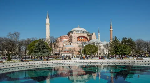 Time Lapse Photography, crowd visiting Hagia Sophia Stock Footage 47464297