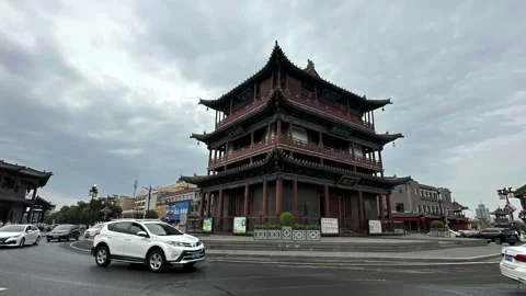 Time lapse photography of the Drum Tower in the center of Datong City, Stock-Footage 250141392