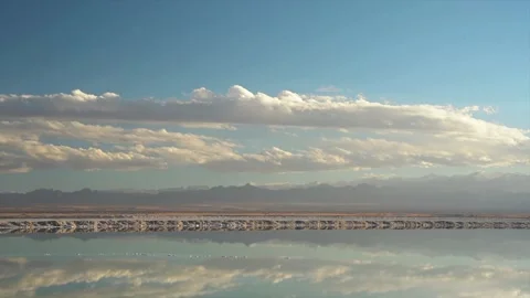 Time Lapse Photography of Long Line Layer Cloud Salt Lake with Distant Mountain Stock-Footage 337150634