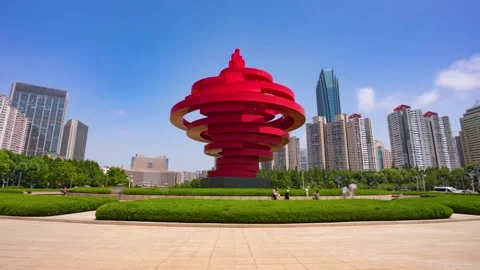 Time-lapse photography of May 4th Square in Qingdao City Video stock 247172253
