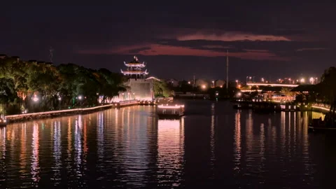 Time-lapse photography Ping Gate  Night Scene in Suzhou City, Видео 296624732