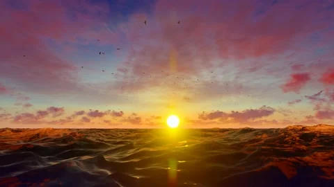 Time-lapse photography of the sun setting in the sea Stock Footage 232907605