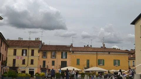 Time lapse of Piazza Castello in Abbiategrasso, Lombardy, Italy Stock Footage 89804398