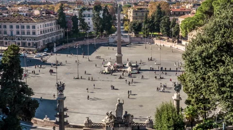 Time-lapse of Piazza del Popolo in Rome in Italy Stock Footage 44188716