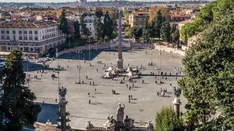 Time-lapse of Piazza del Popolo in Rome in Italy Stock Footage 44189363