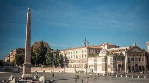 Time-lapse of Piazza del Popolo in Rome in Italy Stock Footage 44190181