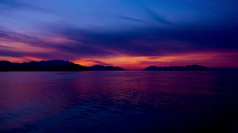 Time lapse of a pink sunset shot from the back of a cruise ship in the Inside Stock Footage 52217400