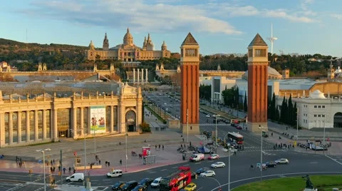 Time-lapse of Placa De Espanya( Square of Spain) Video stock 48137634