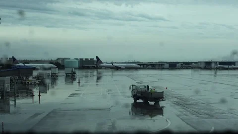 Time Lapse of Planes Moving Around Busy Airport Terminals Stock Footage 73579393