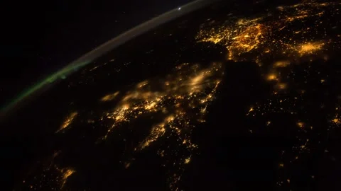 Time lapse of the planet earth from SIS. City lights at night.  Elements of this 스톡 동영상 100399302