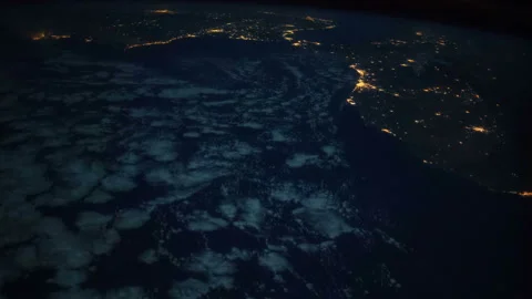 Time lapse of the planet earth from SIS. City lights at night. Morocco, Strain Stock Footage