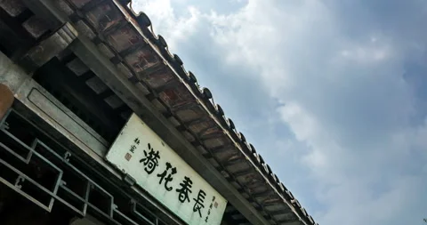 Time-lapse of a plaque on an old house(The word meaning is: The spring flower) Видео 114802070