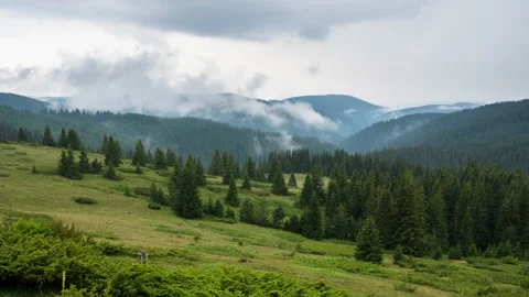 Time lapse with playful, fast-moving morning mists Stock Footage 138121862