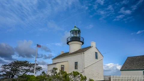 Time lapse of Point Loma Lighthouse backside, San Diego California Stock Footage 123426211