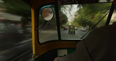 Time Lapse Point of View from an Auto Rickshaw in Delhi Stock Footage 72987916